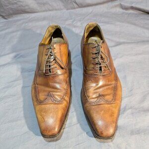 Magnanni Brown Leather Wingtip Derby Oxford Dress Shoes Men Size 9.5